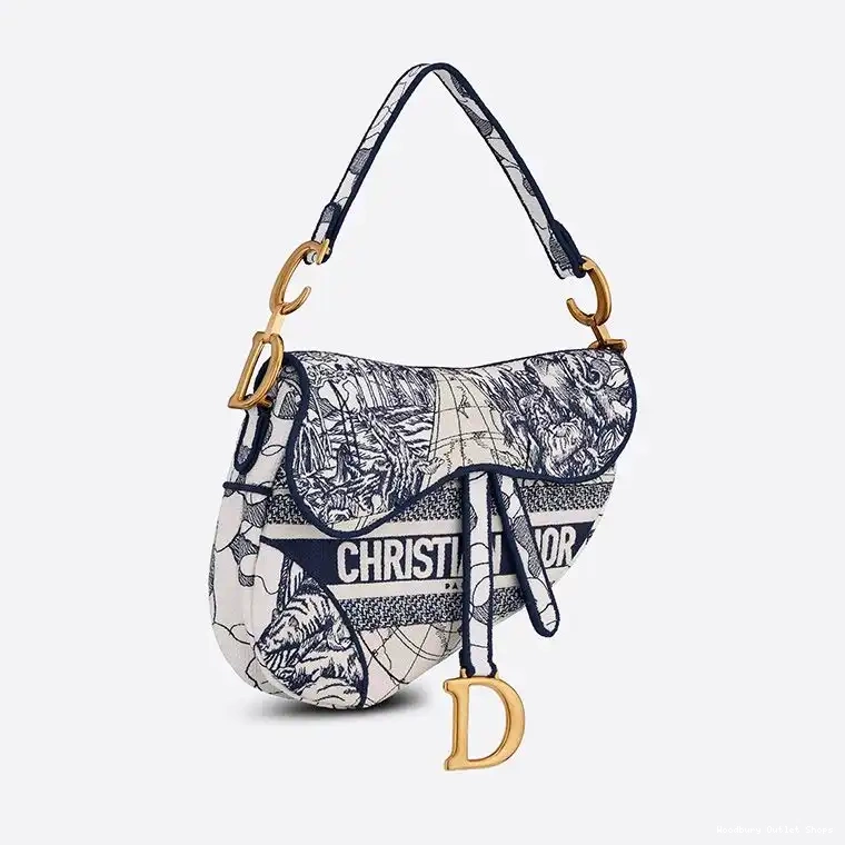 Cheap Motif Dior Bag Canvas Around Christian Saddle the Blue World 0409 Hot Sale